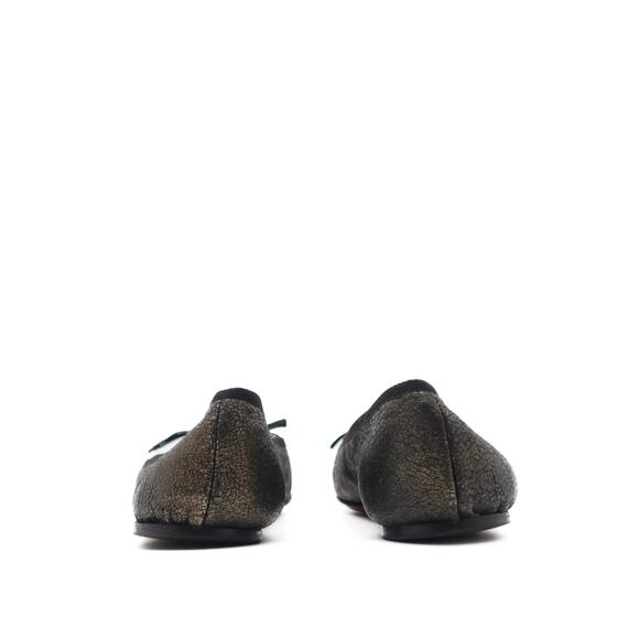 Alaia Leather Crackle Pewter Metallic Bow Ballet Flats Size 39.5 - Picture 4 of 14